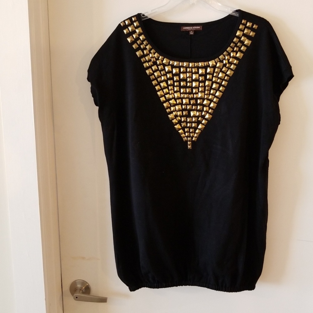 Adrienne Vittadini Woman Metal Beaded Blouse